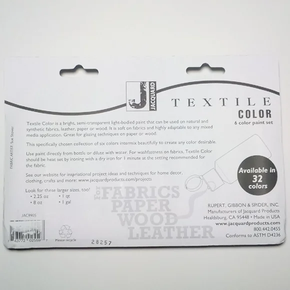 8 Jacquard Textile Color 6 Color Paint Set JAQ9905 Discontinued *Drying out* - Picture 5 of 8